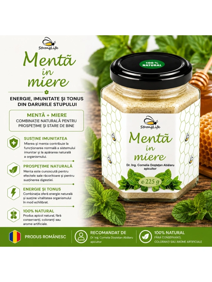 Menta in miere - 225g by Dr. Ing. Cornelia Dostetan Abalaru apicultor - Img 3