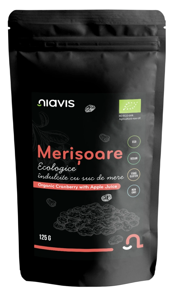 Merisoare Ecologice/BIO Indulcite cu Suc de Mere 125g - Img 3