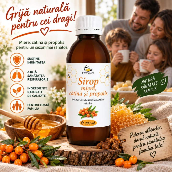 Sirop de catina si propolis cu miere de albine - 200ml by Dr. Ing. Cornelia Dostetan Abalaru apicultor - Img 2