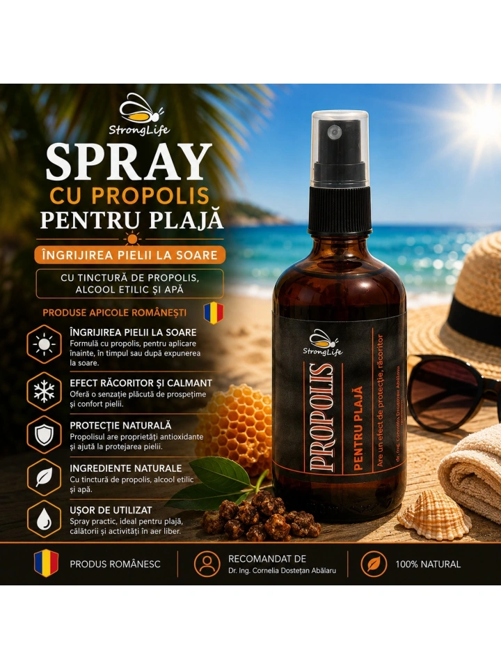 Spray cu propolis pentru plaja - 100ml by Dr. Ing. Cornelia Dostetan Abalaru apicultor - Img 2