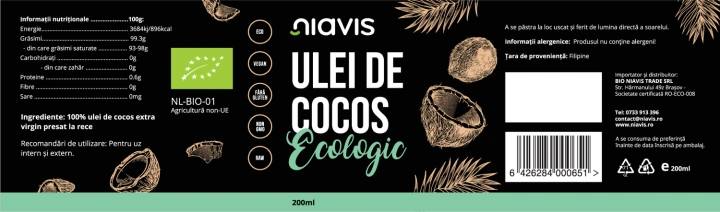 Ulei de Cocos Extra Virgin Ecologic/BIO 220ml - Img 2