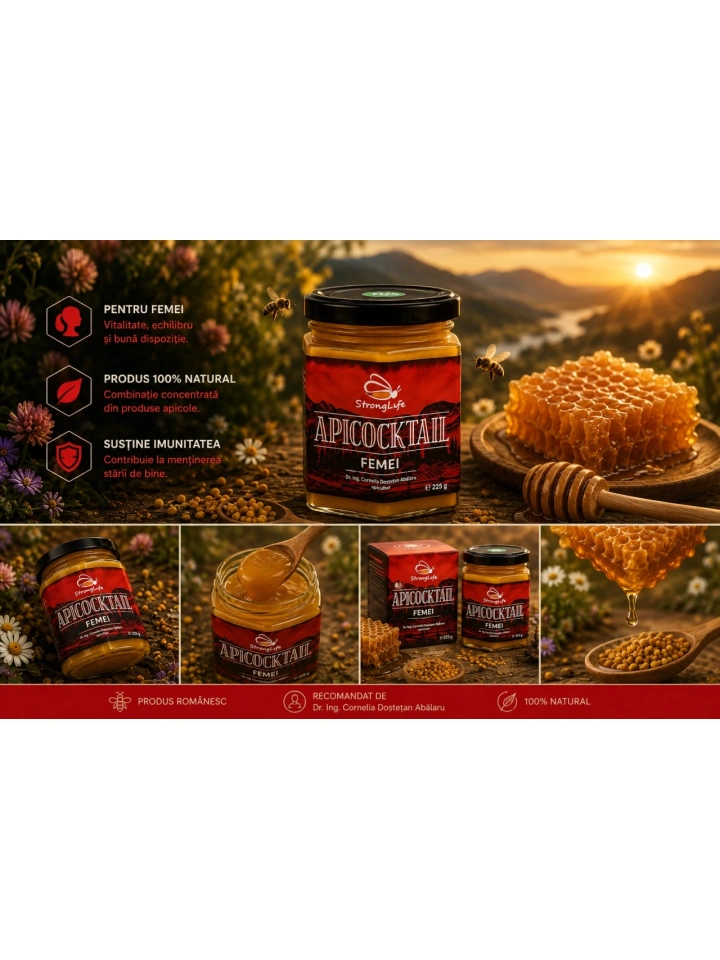 ApiCocktail® Femei - 225g cocktail apicol pentru imunitate din miere, polen, propolis, laptisor de matca by Dr. Ing. Cornelia Dostetan Abalaru apicultor - Img 5