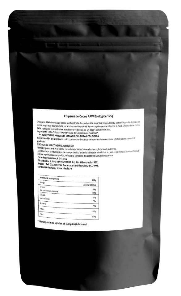 Chipsuri de Cocos RAW Ecologice 125g - Img 3