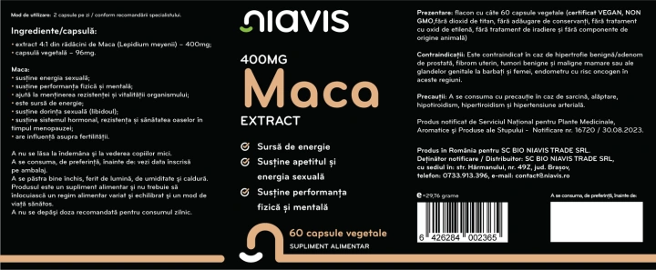 Maca Extract 400mg 60cps - Img 2