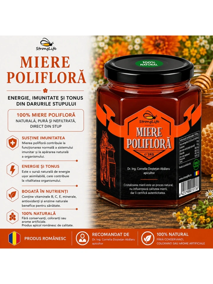 Miere poliflora 100% naturala - 1kg by Dr. Ing. Cornelia Dostetan Abalaru apicultor - Img 2