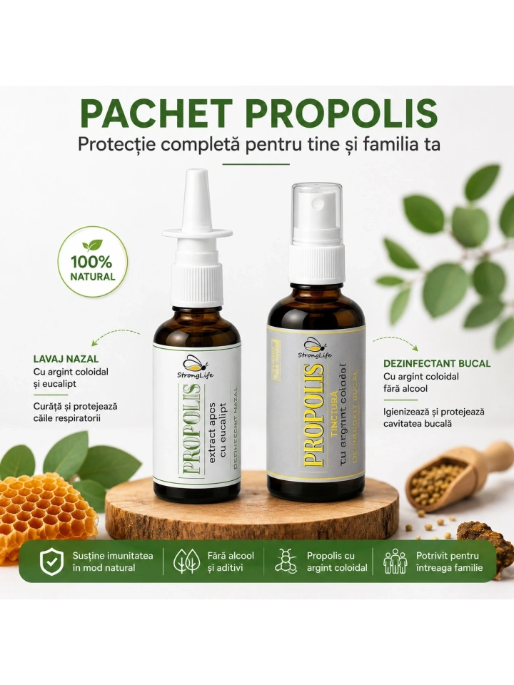 Pachet propolis cu argint coloidal – protecție nas &amp; gât - Img 2