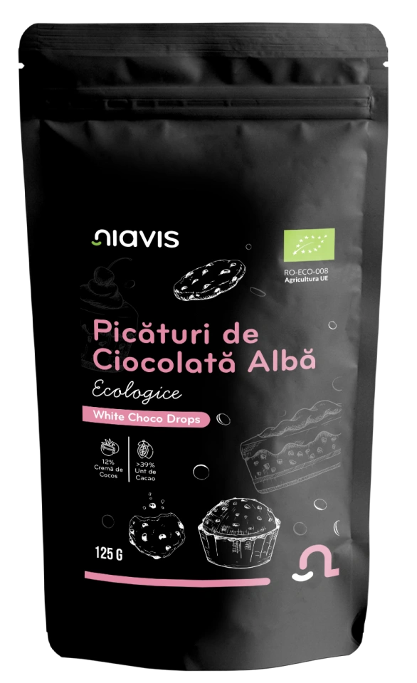 Picaturi de Ciocolata Alba Ecologice/BIO 125g - Img 3