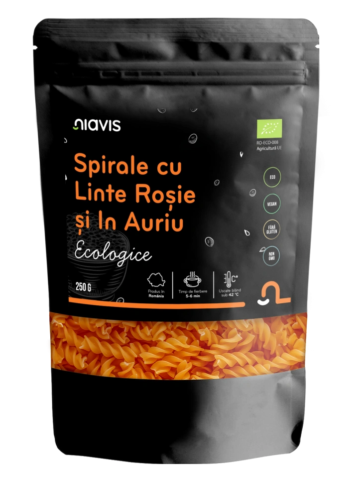 Spirale cu Linte Rosie si In Auriu Ecologice/BIO 250g - Img 2