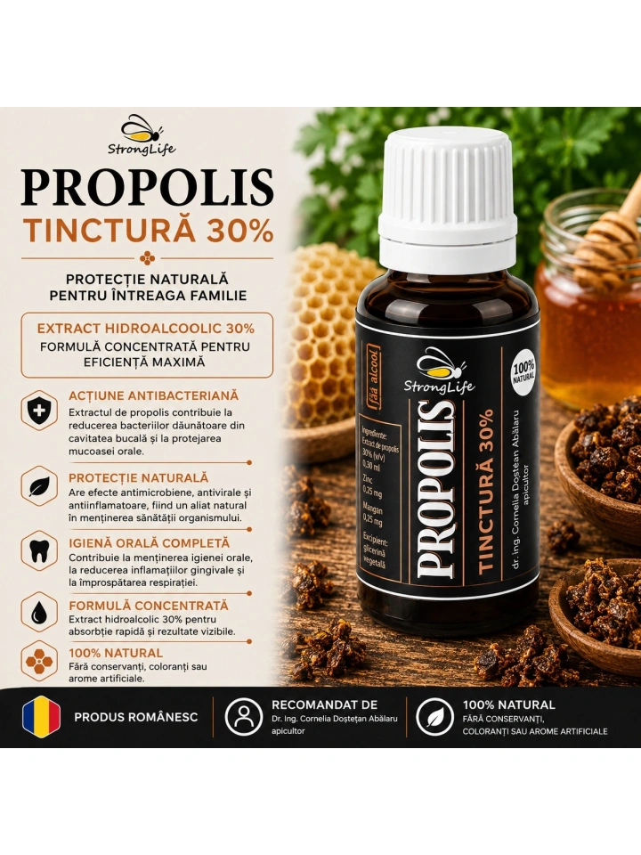 Tinctura de propolis 30% - 20ml by Dr. Ing. Cornelia Dostetan Abalaru apicultor - Img 2