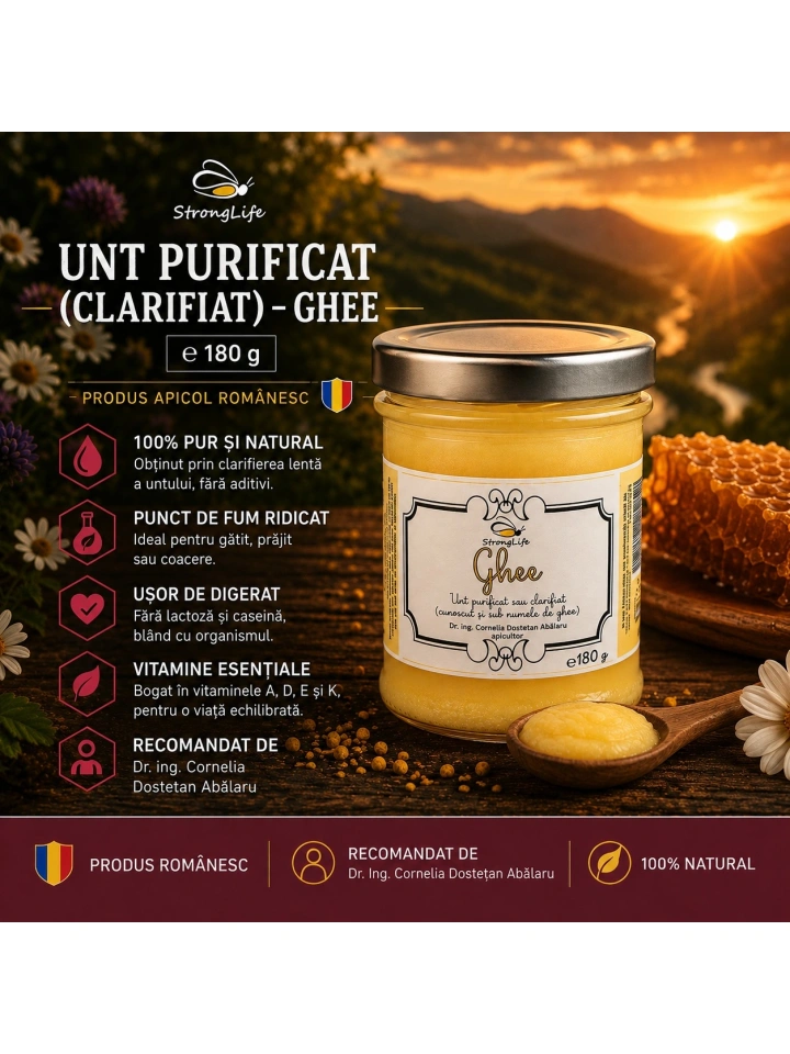 Unt purificat – Ghee - 180g by Dr. Ing. Cornelia Dostetan Abalaru apicultor - Img 2