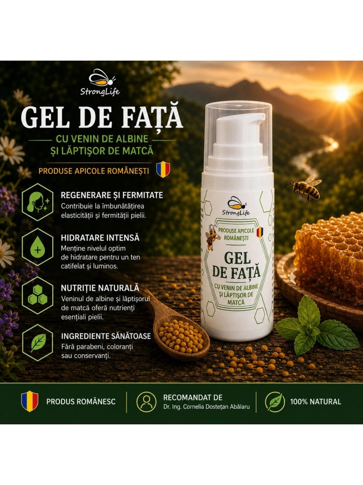 Gel de fata cu venin de albine si laptisor de matca - 30ml by Dr. Ing. Cornelia Dostetan Abalaru apicultor - Img 2