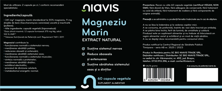 Magneziu Marin Extract Natural 60 cps - Img 2