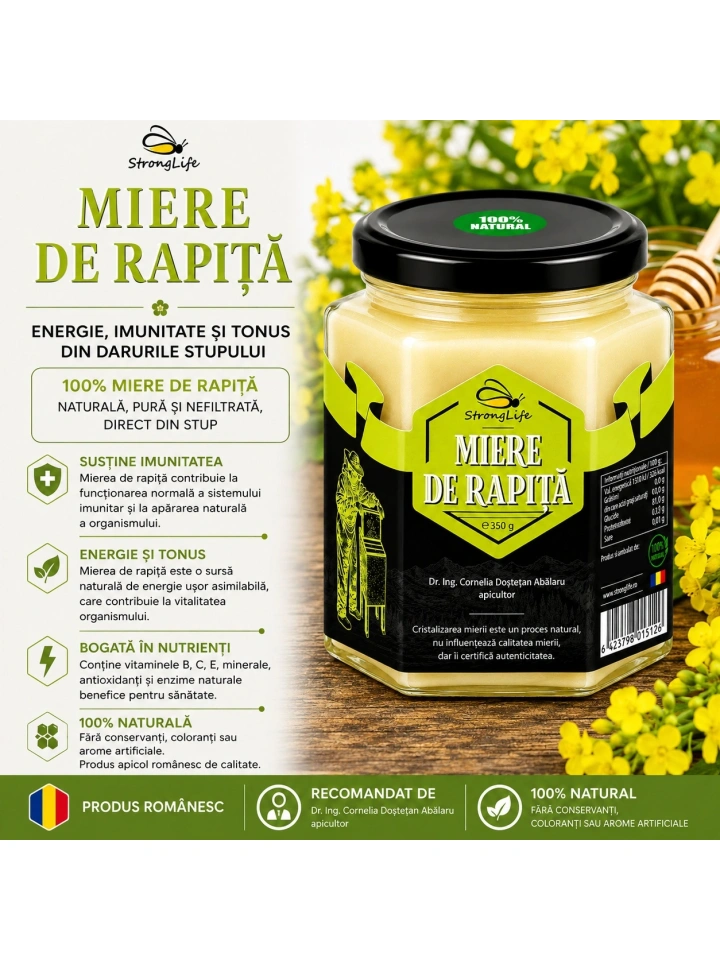 Miere de rapita 100% naturala - 350g by Dr. Ing. Cornelia Dostetan Abalaru apicultor - Img 2