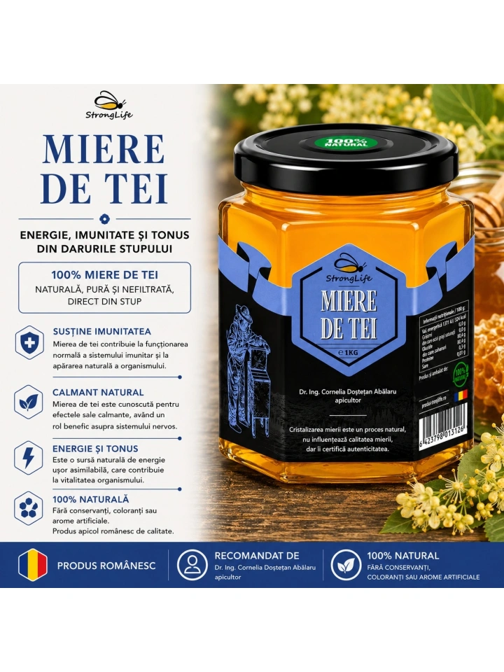 Miere de tei 100% naturala - 1kg by Dr. Ing. Cornelia Dostetan Abalaru apicultor - Img 2