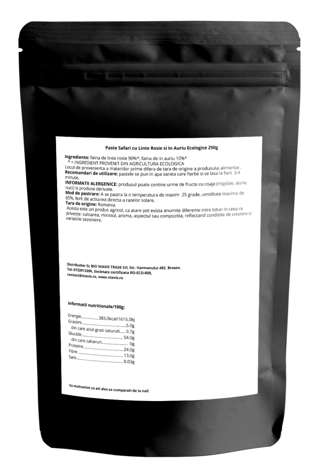 Paste Safari cu Linte Rosie si In Auriu Pentru Copii Ecologice 250g - Img 2