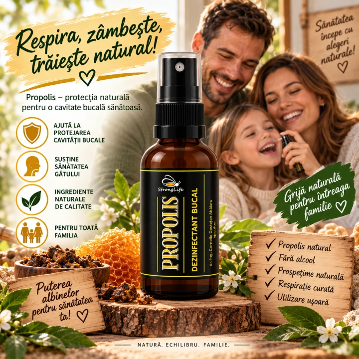 Propolis dezinfectant bucal fara alcool - 50ml by Dr. Ing. Cornelia Dostetan Abalaru apicultor - Img 2