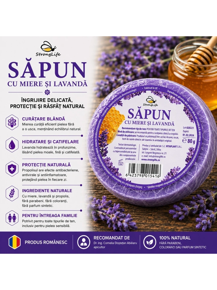 Sapun natural cu miere si lavanda - 80g by Dr. Ing. Cornelia Dostetan Abalaru apicultor - Img 2