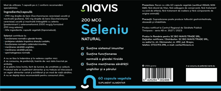 Seleniu Natural 200mcg 60 cps - Img 2