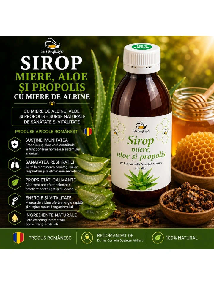Sirop de aloe si propolis cu miere de albine - 200ml by Dr. Ing. Cornelia Dostetan Abalaru apicultor - Img 2