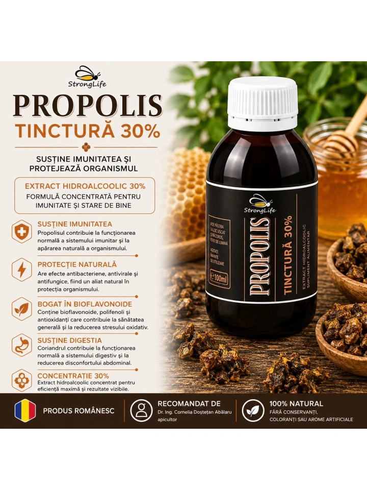 Tinctura de propolis 30% - 200ml by Dr. Ing. Cornelia Dostetan Abalaru apicultor - Img 2