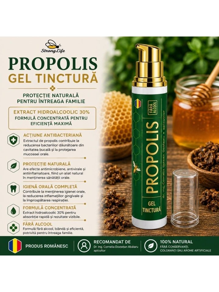 Gel Tinctura Propolis 30% StrongLife- 15ml by Dr. Ing. Cornelia Dostetan Abalaru apicultor - Img 3