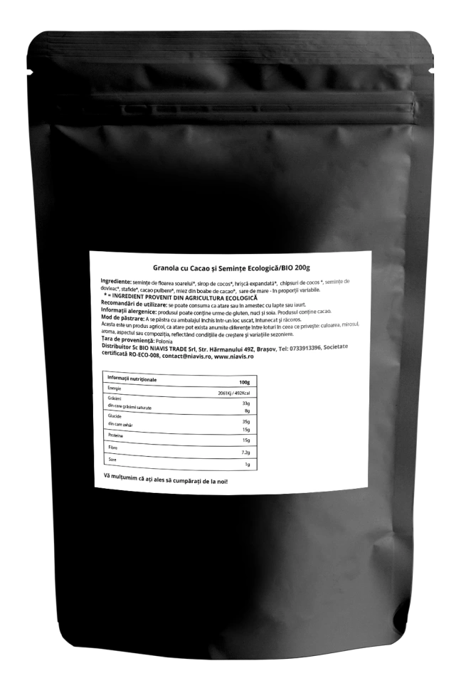 Granola cu Cacao si Seminte Ecologica/BIO 200g - Img 2