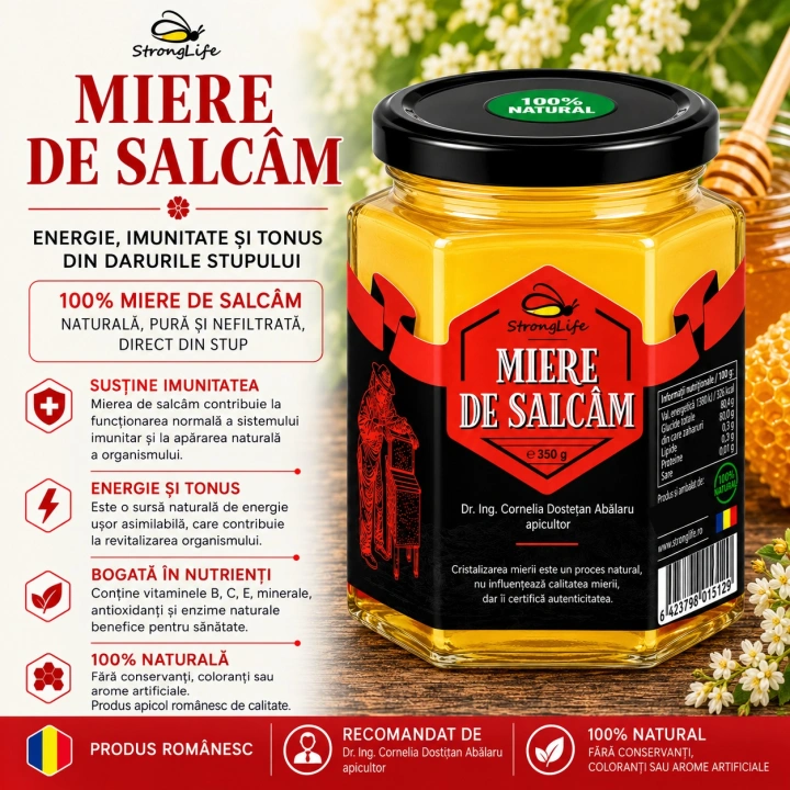 Miere de salcam 100% naturala - 350g by Dr. Ing. Cornelia Dostetan Abalaru apicultor - Img 2
