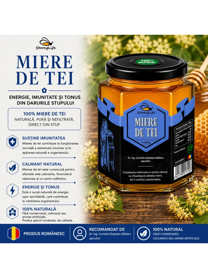 Miere de tei 100% naturala - 350g by Dr. Ing. Cornelia Dostetan Abalaru apicultor - Img 2