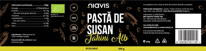 Pasta de Susan (Tahini Alb) Ecologica/BIO 250g - Img 3