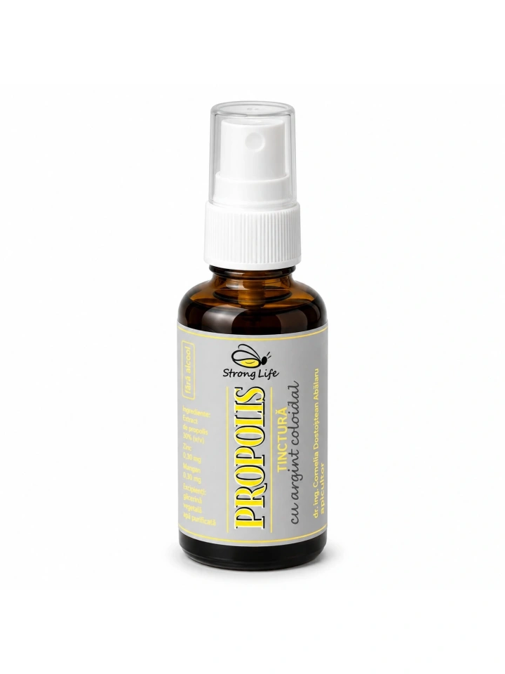 Propolis cu argint coloidal - dezinfectant bucal - 50 ml by Dr. Ing. Cornelia Dostetan Abalaru apicultor - Img 4