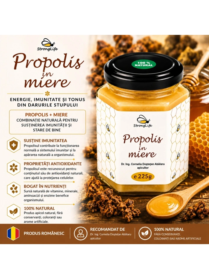 Propolis in miere - 225g by Dr. Ing. Cornelia Dostetan Abalaru apicultor - Img 3