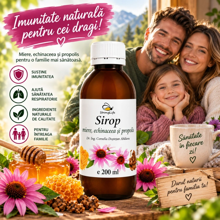 Sirop de echinacea si propolis cu miere de albine - 200ml by Dr. Ing. Cornelia Dostetan Abalaru apicultor - Img 2
