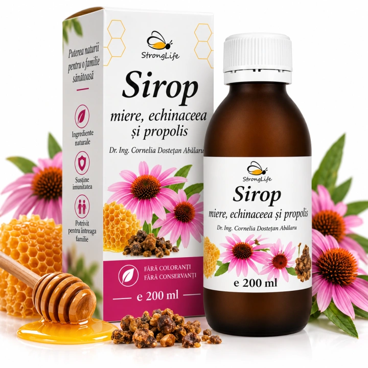 Sirop de echinacea si propolis cu miere de albine - 200ml by Dr. Ing. Cornelia Dostetan Abalaru apicultor - Img 4