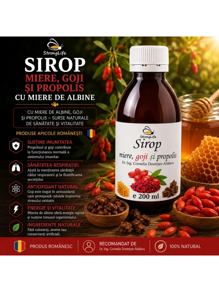 Sirop de goji si propolis cu miere de albine - 200ml by Dr. Ing. Cornelia Dostetan Abalaru apicultor - Img 2