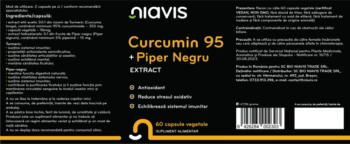 Curcumin 95 + Piper Negru Extract 60cps - Img 2