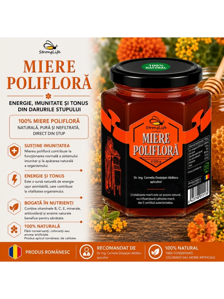 Miere poliflora 100% naturala - 350g by Dr. Ing. Cornelia Dostetan Abalaru apicultor - Img 2