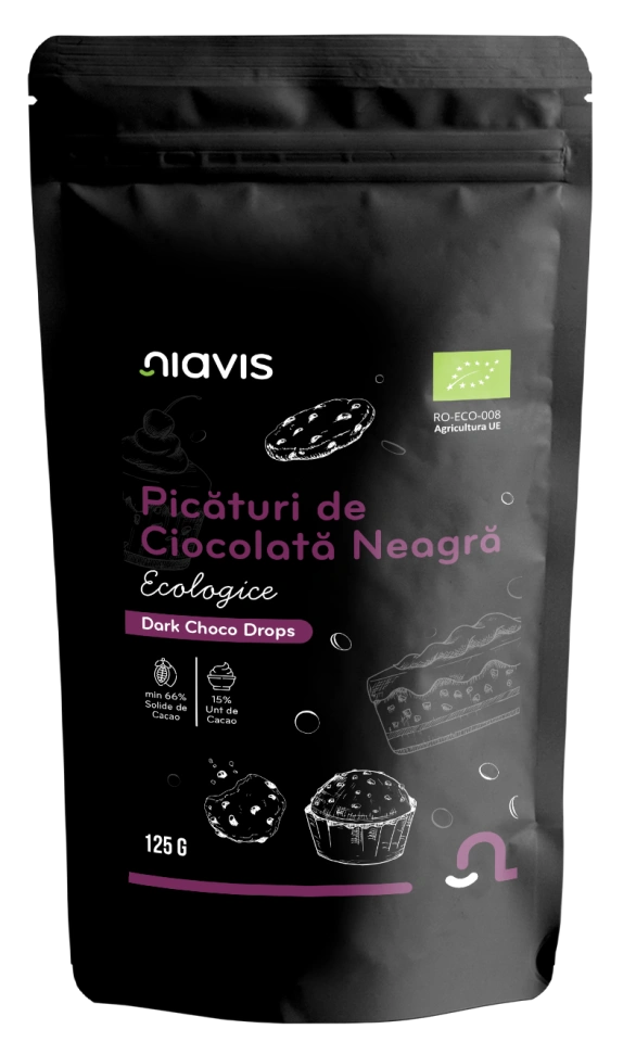 Picaturi de Ciocolata Neagra Ecologice/BIO 125g - Img 2