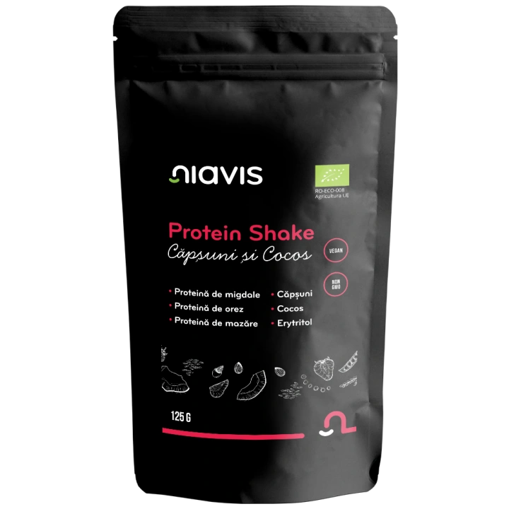 Protein Shake cu Capsuni si Cocos Ecologic/BIO 125g - Img 2