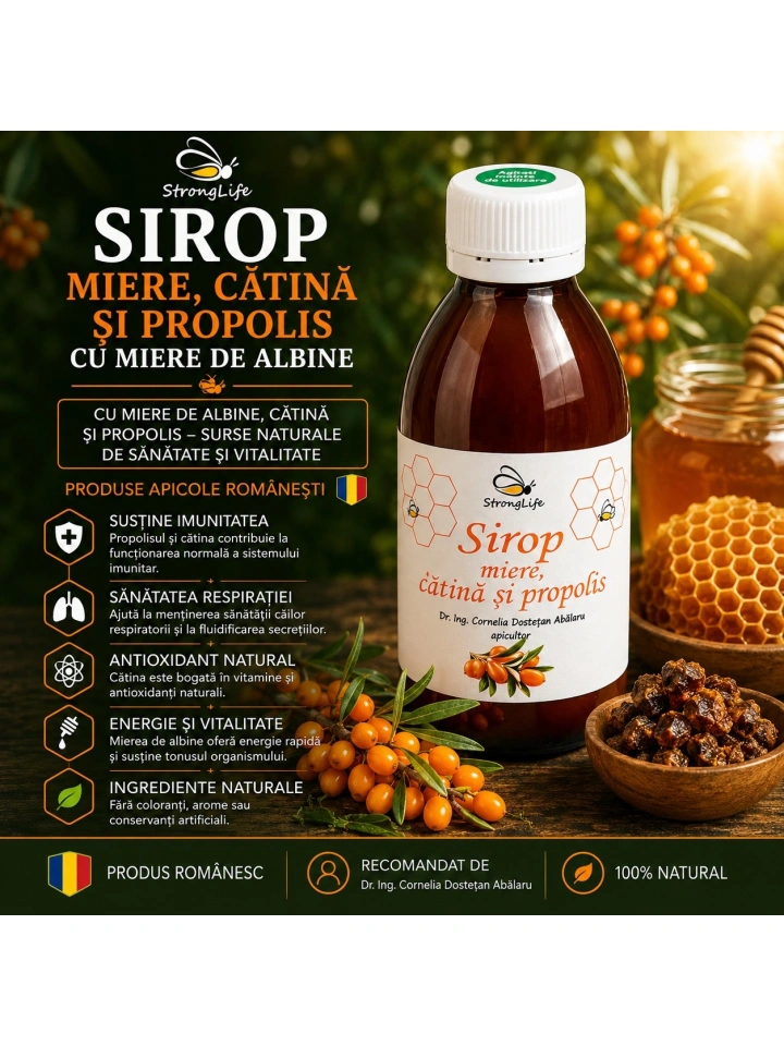Sirop de catina si propolis cu miere de albine - 200ml by Dr. Ing. Cornelia Dostetan Abalaru apicultor - Img 3