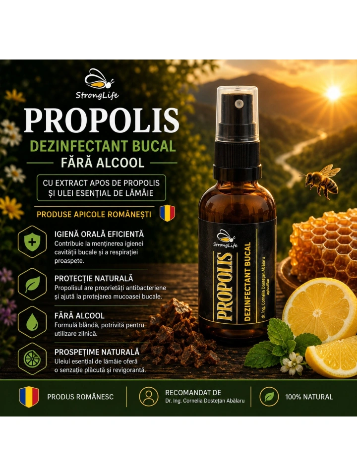 Propolis dezinfectant bucal fara alcool - 50ml by Dr. Ing. Cornelia Dostetan Abalaru apicultor - Img 4