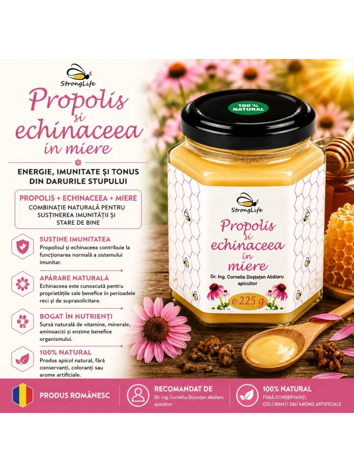 Propolis si echinaceea in miere - 225g by Dr. Ing. Cornelia Dostetan Abalaru apicultor - Img 3