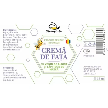 Crema de fata cu venin de albine si laptisor de matca StrongLife - 35g by Dr. Ing. Cornelia Dostetan Abalaru apicultor - Img 5