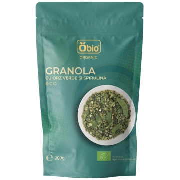 Granola cu orz verde si spirulina bio 200g Obio