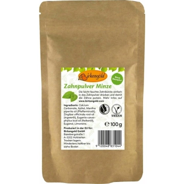 Pasta de dinti pudra cu menta 100g - refill Birkengold
