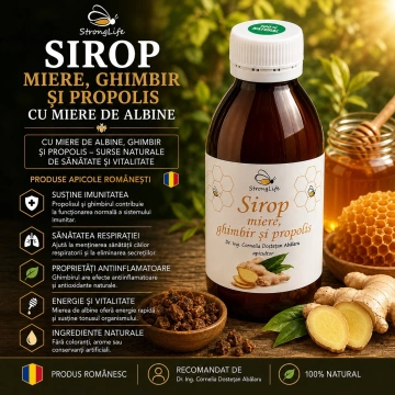 Sirop de ghimbir si propolis cu miere de albine - 200ml by Dr. Ing. Cornelia Dostetan Abalaru apicultor - Img 2