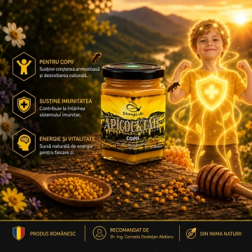 ApiCocktail® Copii - 225g cocktail apicol pentru imunitate din miere, polen, propolis, laptisor de matca by Dr. Ing. Cornelia Dostetan Abalaru apicultor - Img 2