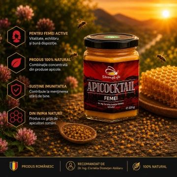ApiCocktail® Femei - 225g cocktail apicol pentru imunitate din miere, polen, propolis, laptisor de matca by Dr. Ing. Cornelia Dostetan Abalaru apicultor - Img 4