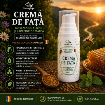 Crema de fata cu venin de albine si laptisor de matca StrongLife - 35g by Dr. Ing. Cornelia Dostetan Abalaru apicultor - Img 2