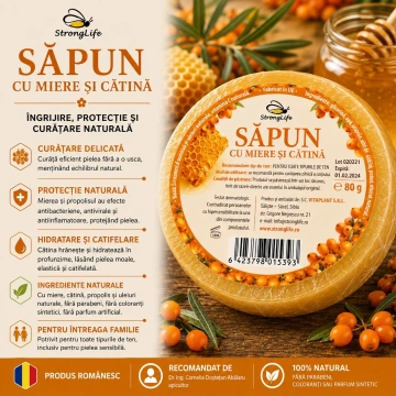 Sapun natural cu miere si catina - 80g by Dr. Ing. Cornelia Dostetan Abalaru apicultor - Img 2