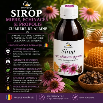 Sirop de echinacea si propolis cu miere de albine - 200ml by Dr. Ing. Cornelia Dostetan Abalaru apicultor - Img 3